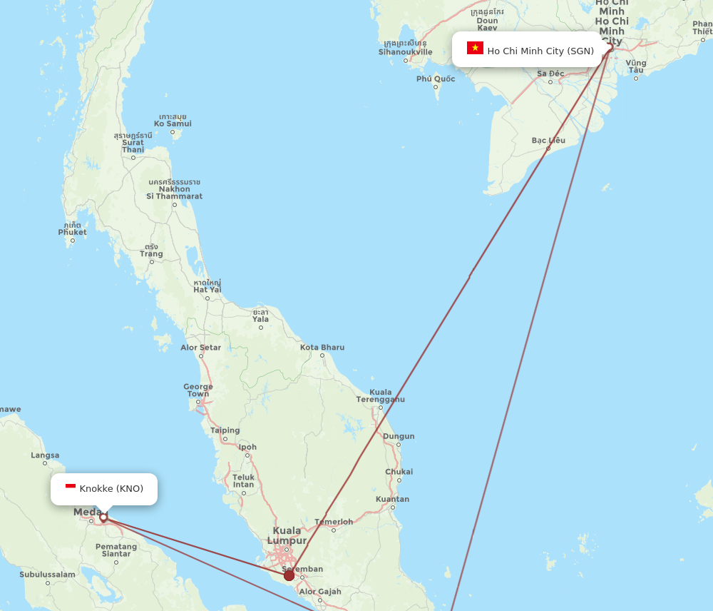 SGN to KNO flights and routes map