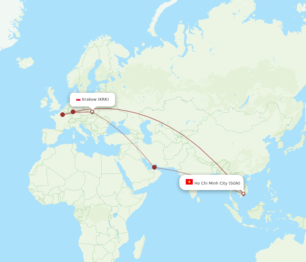 SGN-KRK flight routes