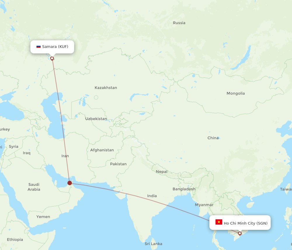 SGN to KUF flights and routes map