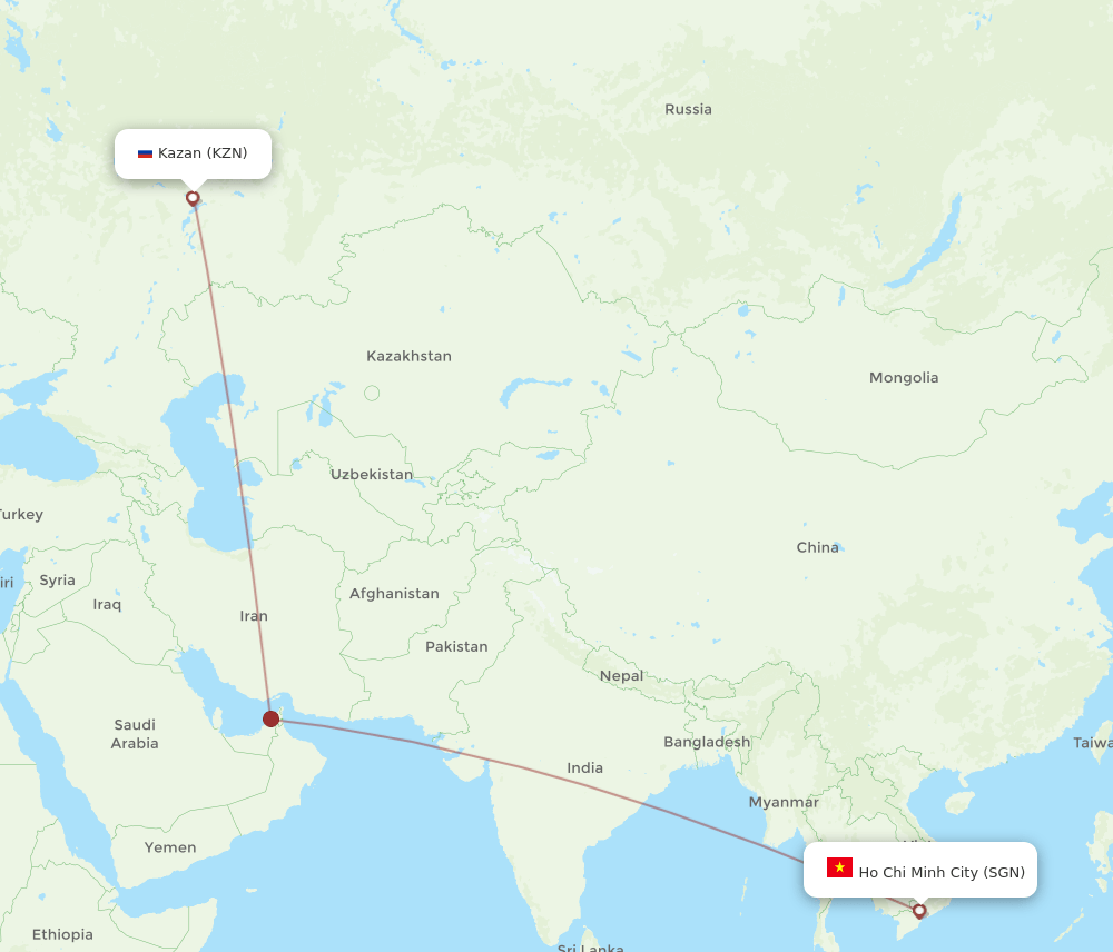 SGN-KZN flight routes