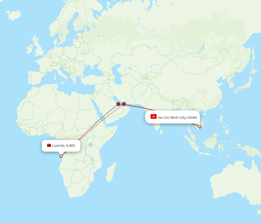 SGN to LAD flights and routes map
