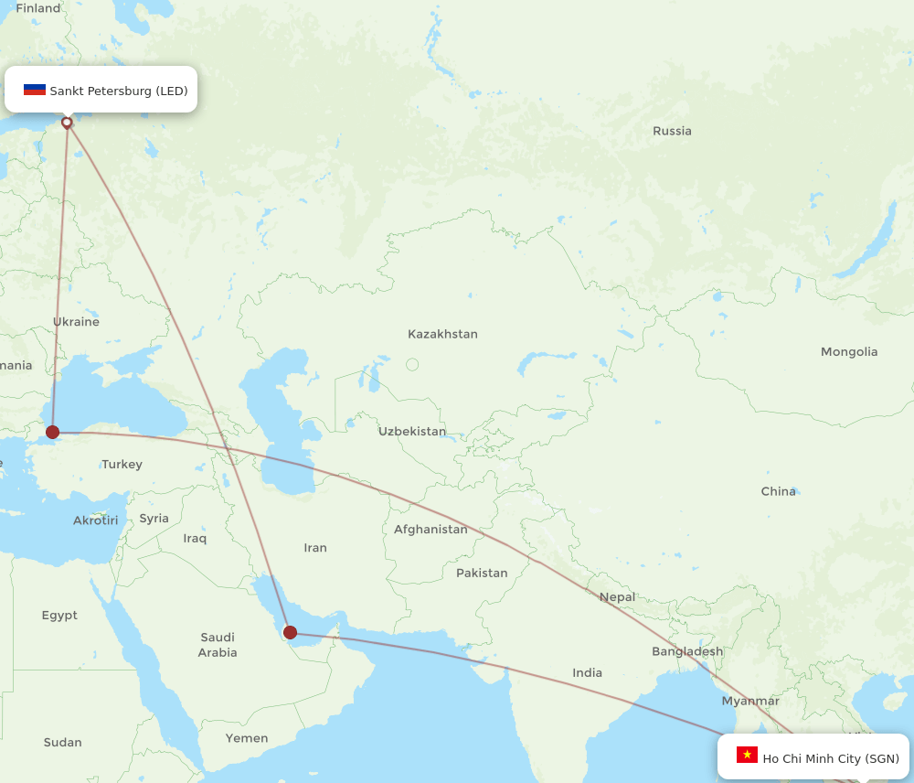 SGN-LED flight routes