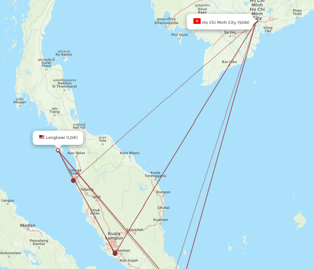 SGN-LGK flight routes