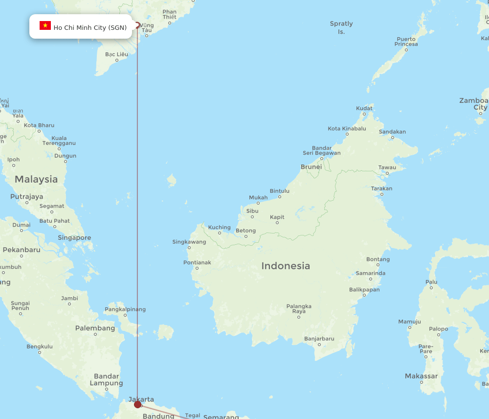 SGN to LOP flights and routes map