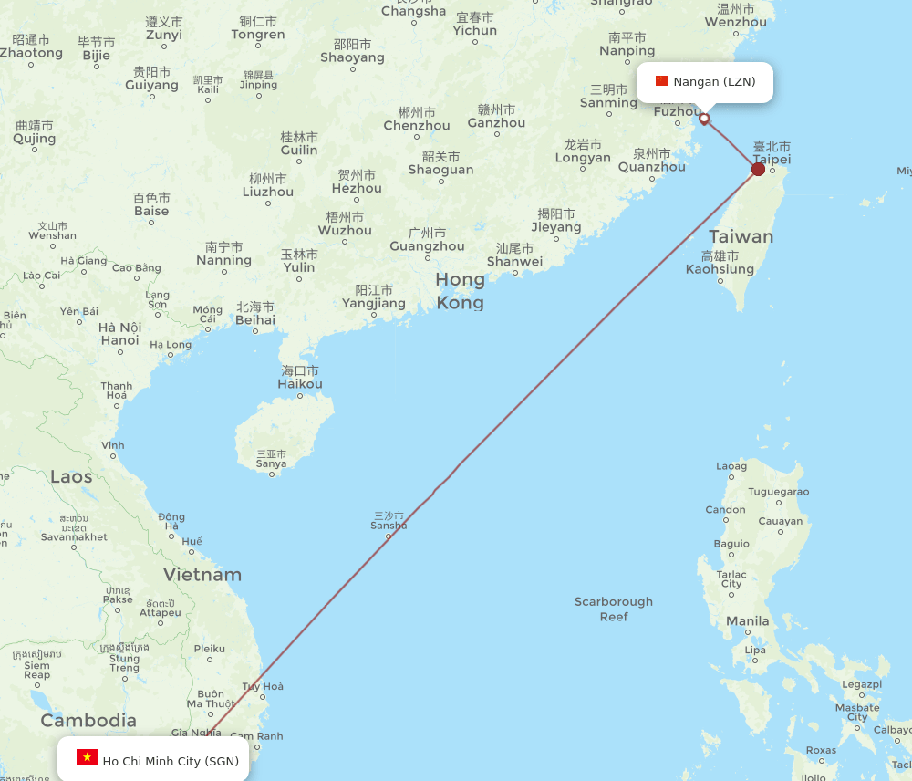 SGN-LZN flight routes