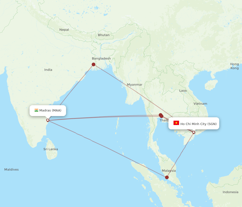 SGN-MAA flight routes