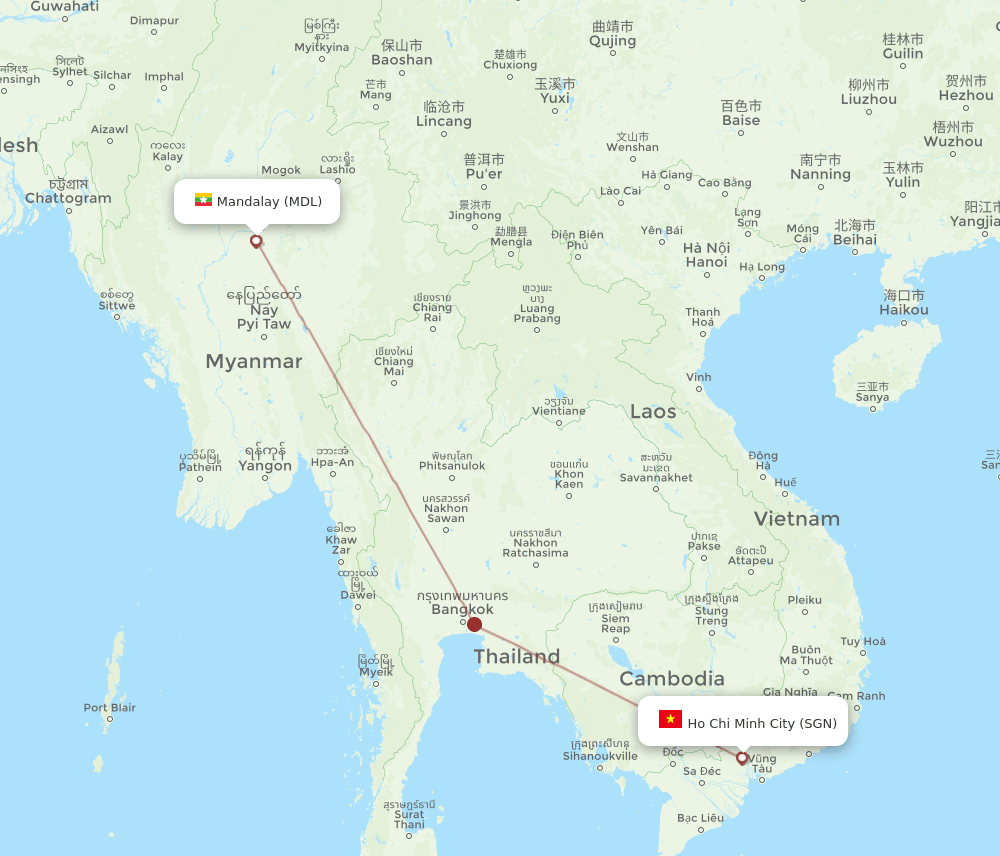 SGN to MDL flights and routes map