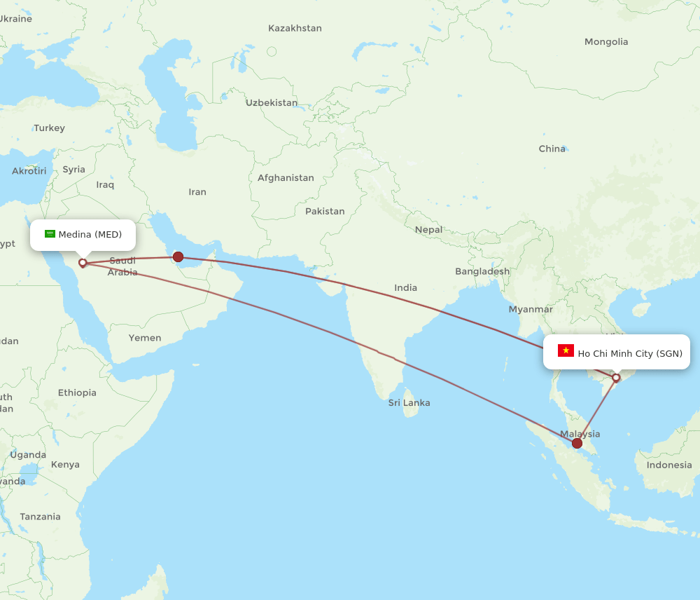SGN-MED flight routes