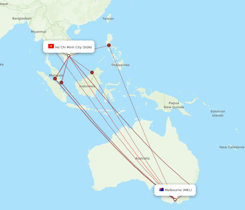 SGN-MEL flight routes