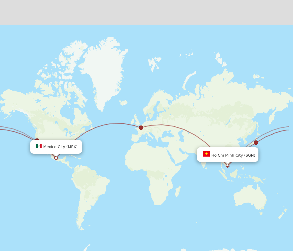 SGN to MEX flights and routes map