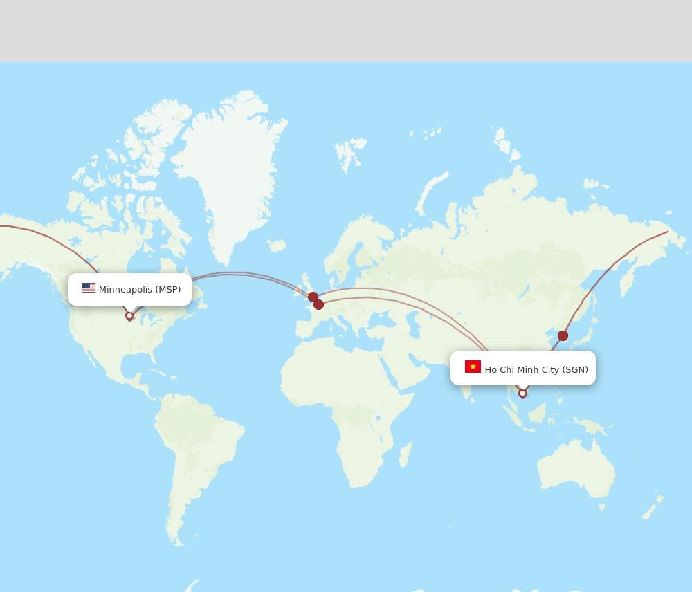 SGN to MSP flights and routes map