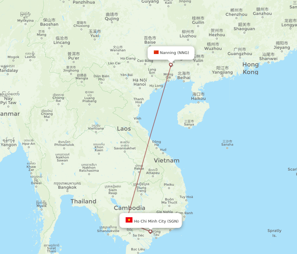 SGN-NNG flight routes