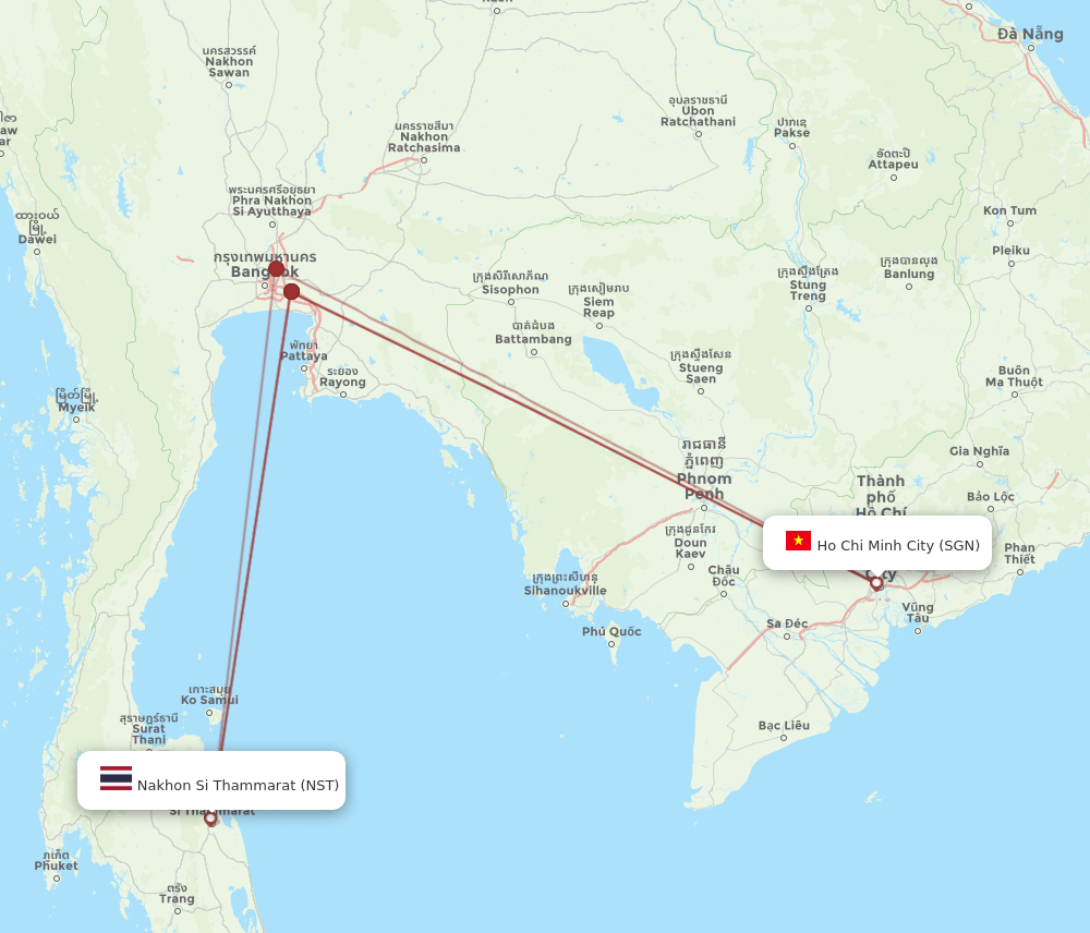 SGN to NST flights and routes map