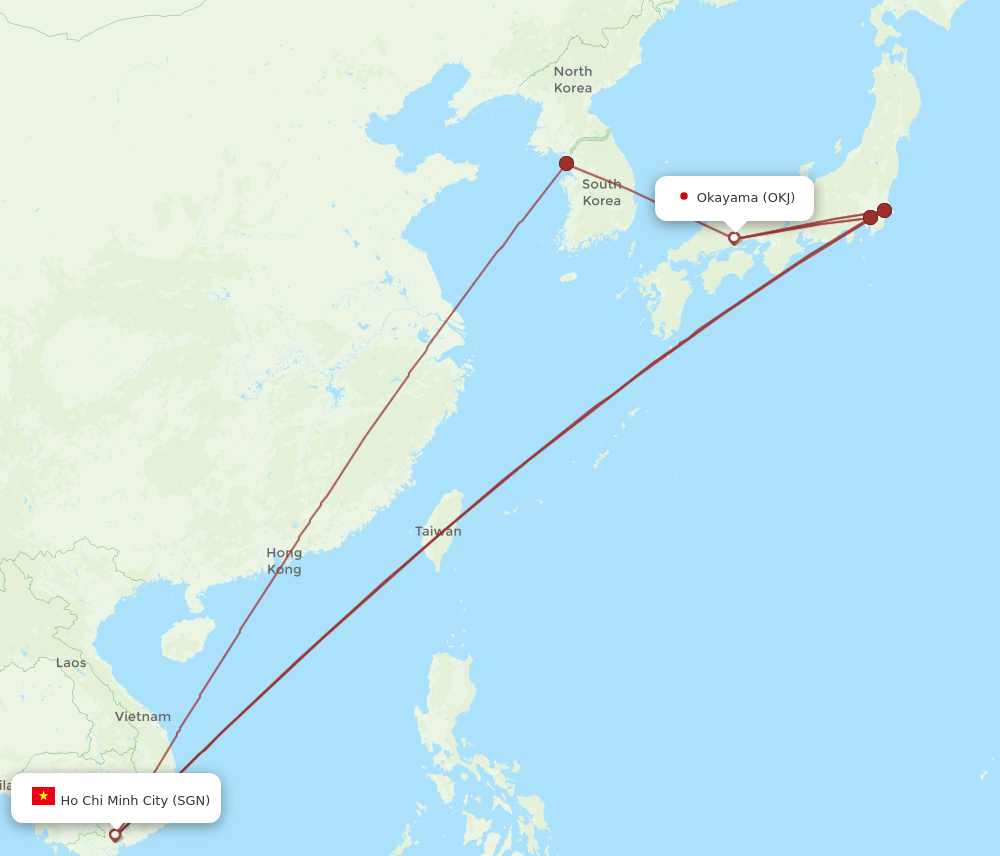 SGN-OKJ flight routes