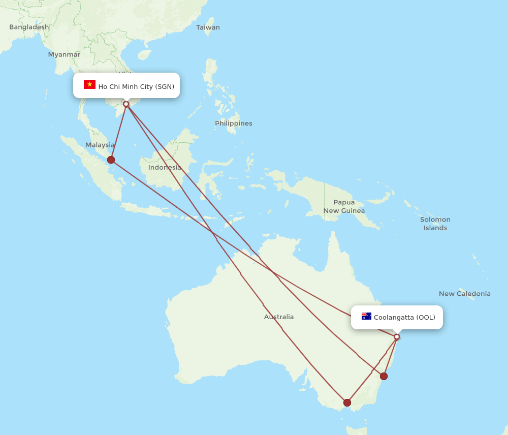 SGN-OOL flight routes