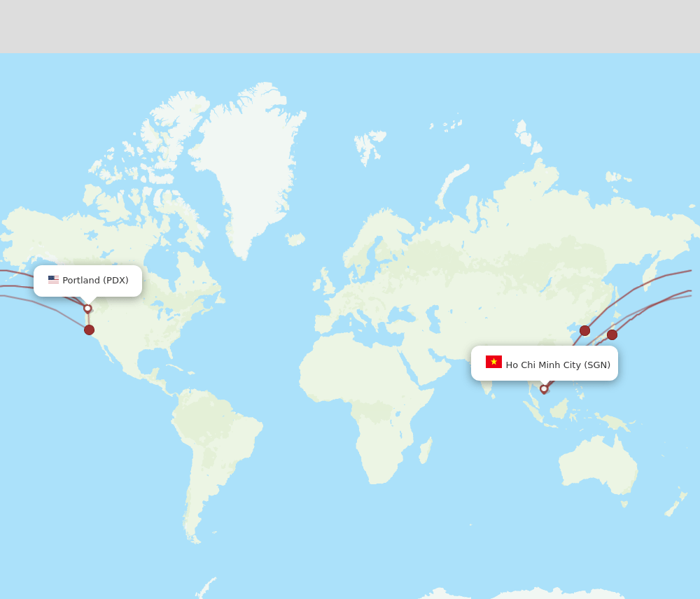 SGN to PDX flights and routes map