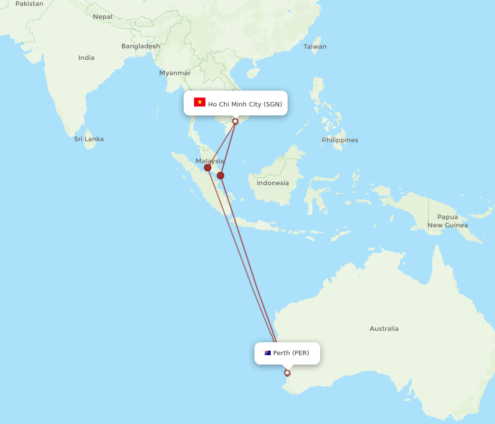SGN-PER flight routes