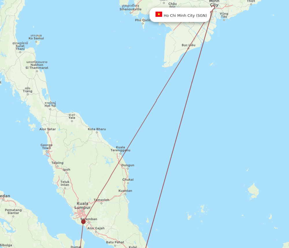 SGN to PKU flights and routes map