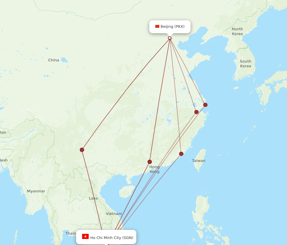 SGN-PKX flight routes