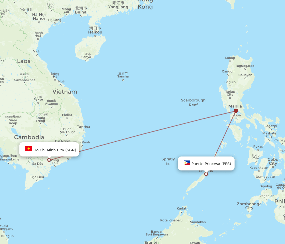 SGN-PPS flight routes