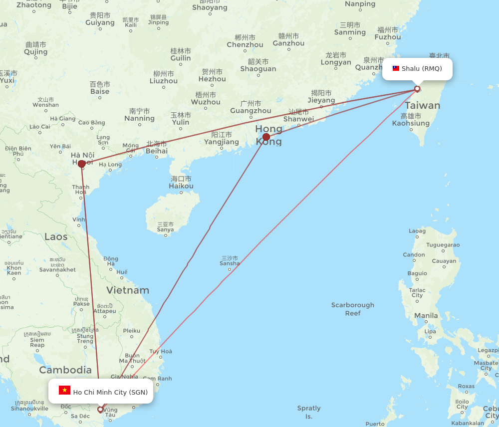 SGN to RMQ flights and routes map