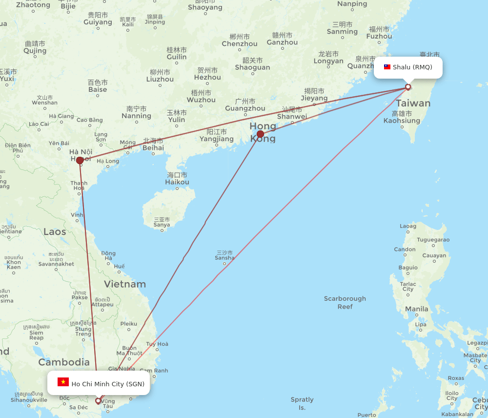 SGN-RMQ flight routes