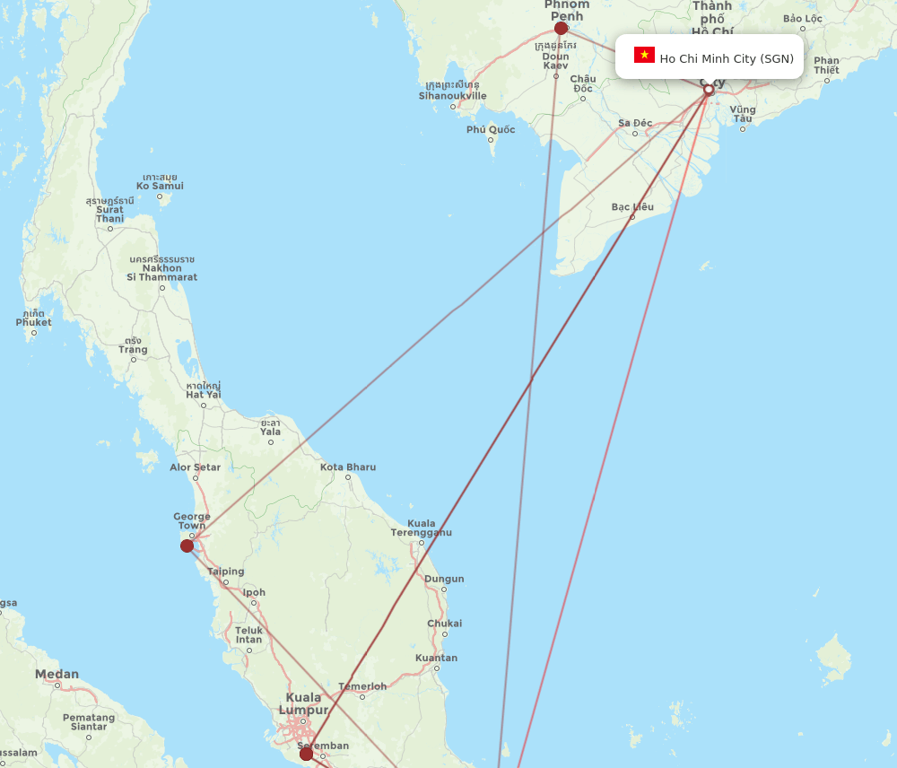 SGN-SIN flight routes