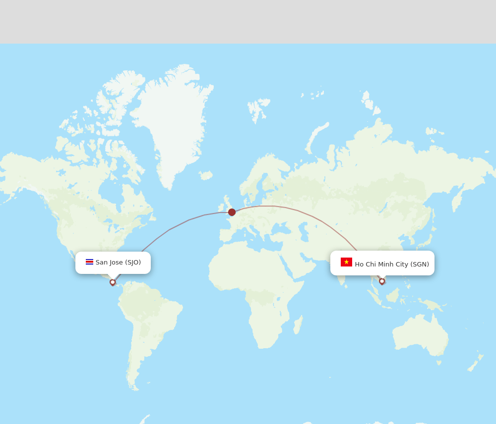 SGN-SJO flight routes