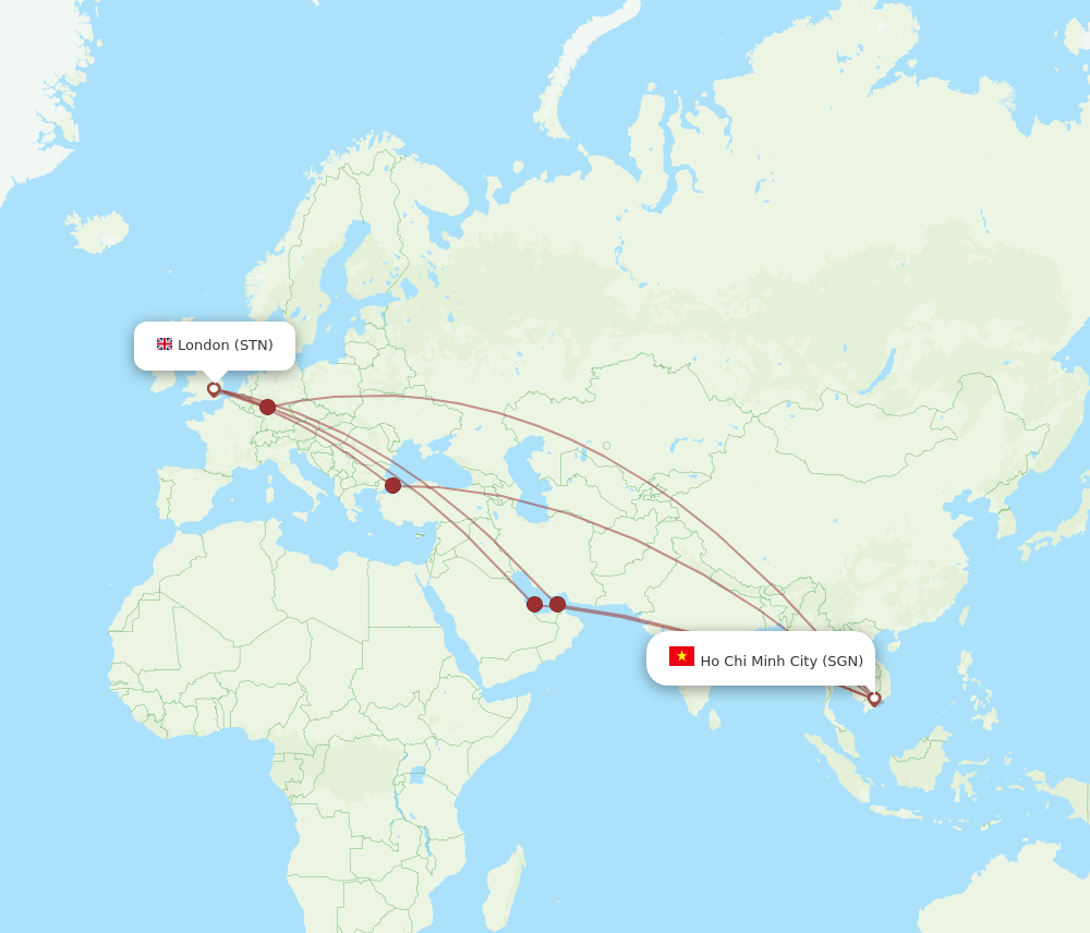 SGN-STN flight routes