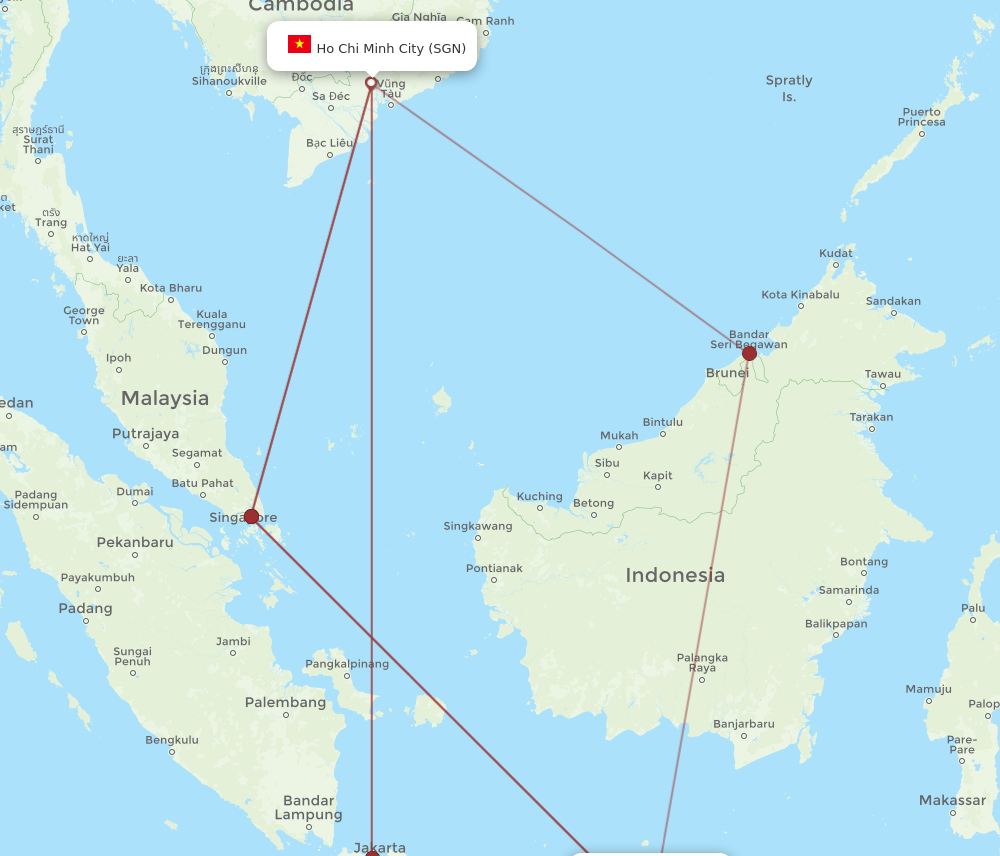 SGN to SUB flights and routes map