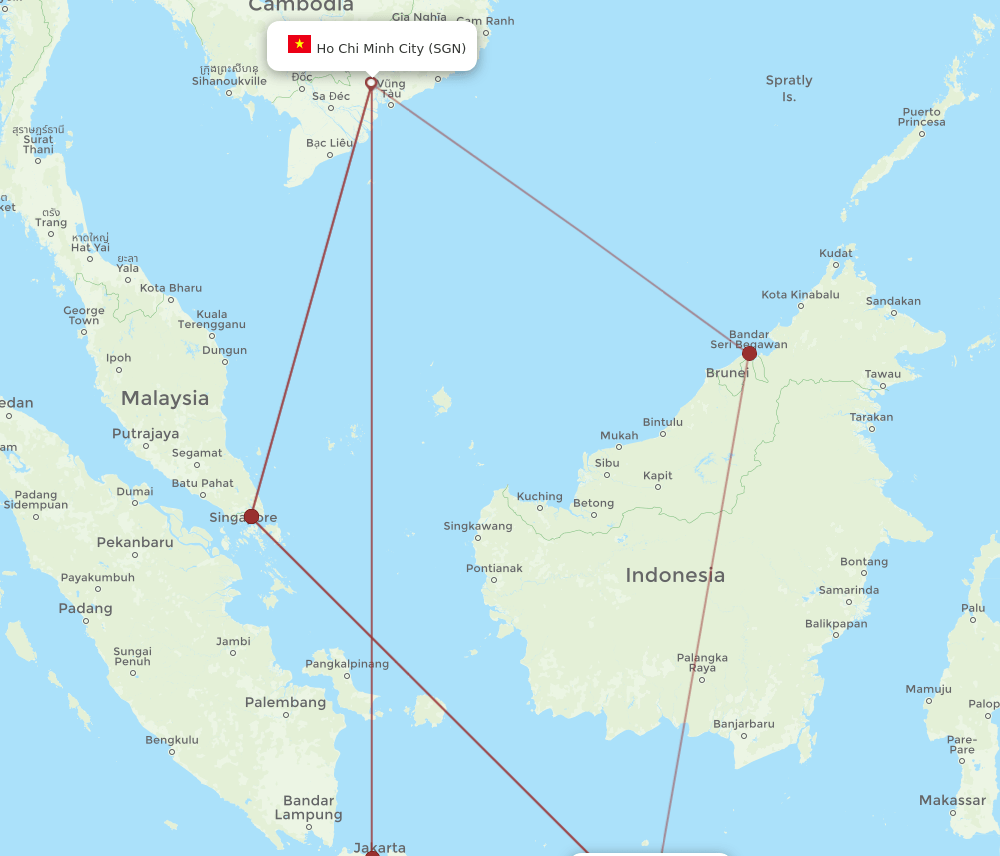 SGN-SUB flight routes