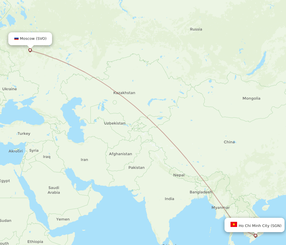 SGN-SVO flight routes