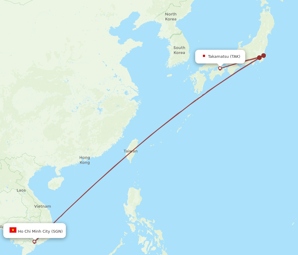 SGN to TAK flights and routes map