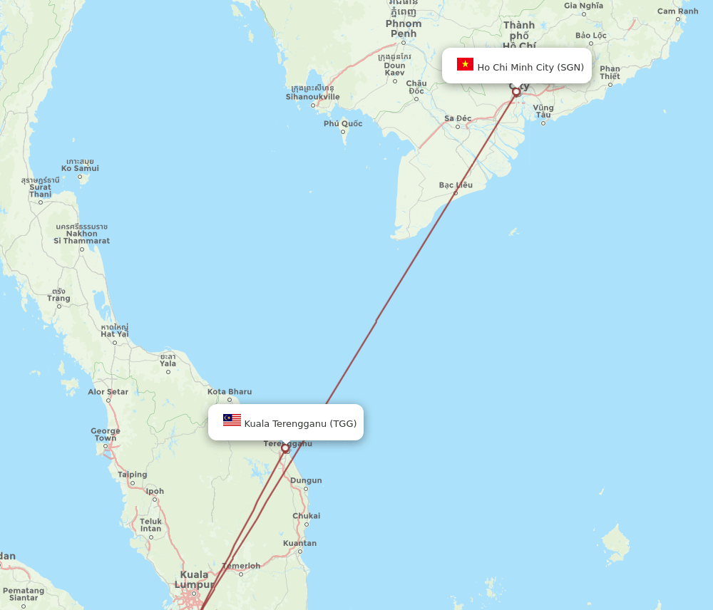 SGN-TGG flight routes