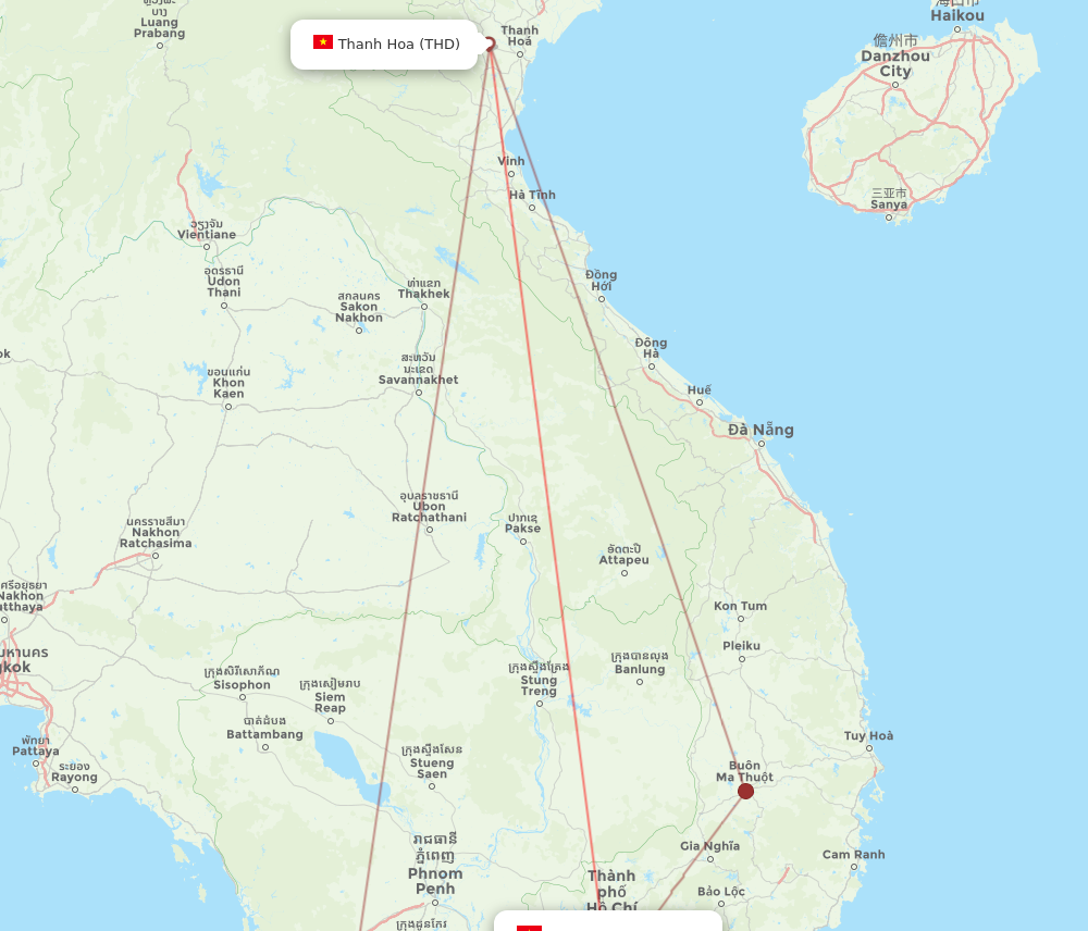 SGN to THD flights and routes map