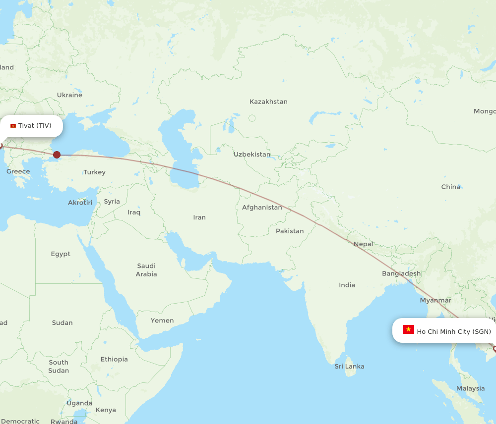 SGN-TIV flight routes
