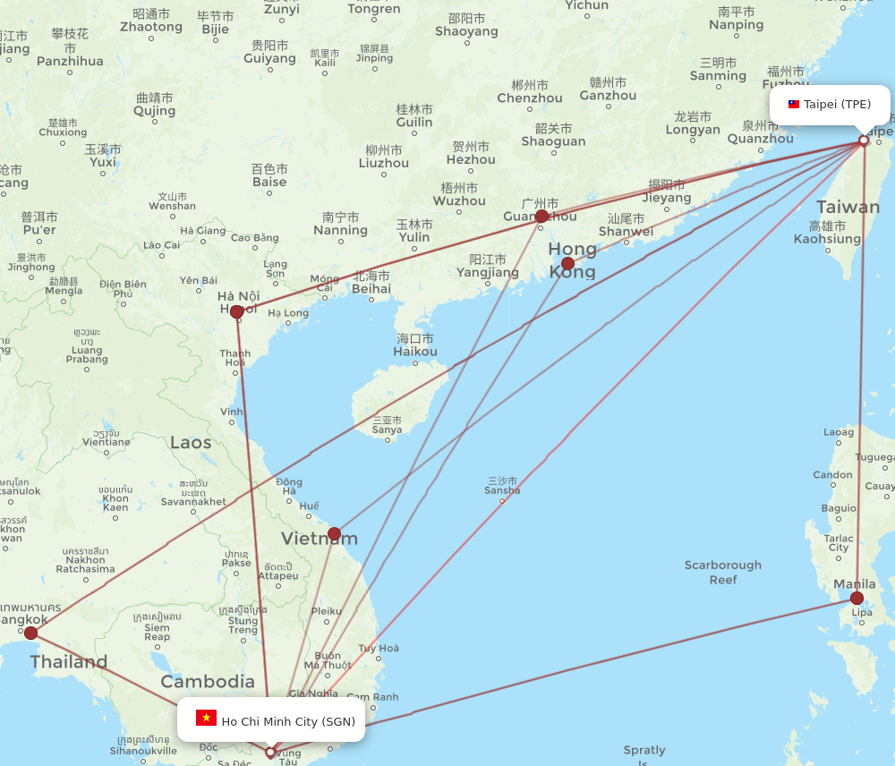 SGN to TPE flights and routes map