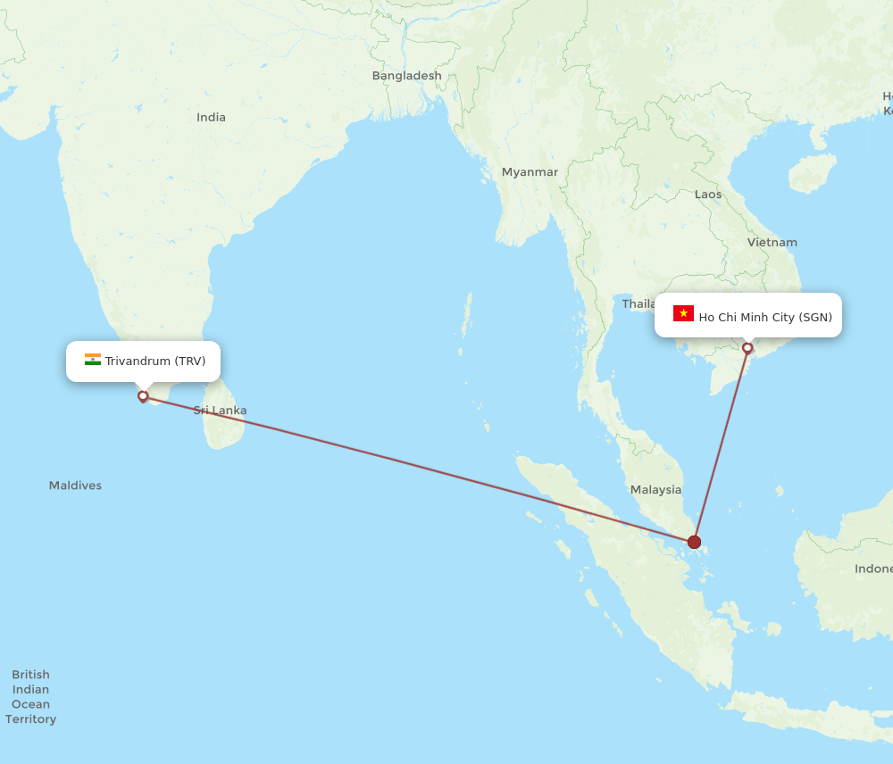 SGN-TRV flight routes