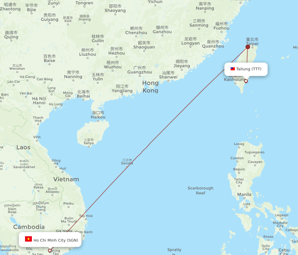 SGN-TTT flight routes