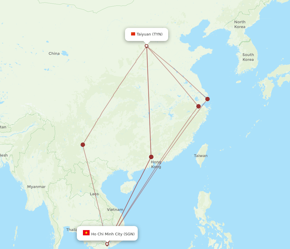 SGN-TYN flight routes