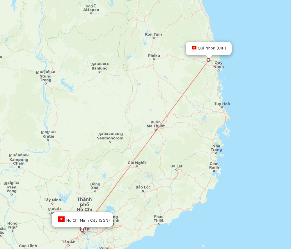 SGN to UIH flights and routes map
