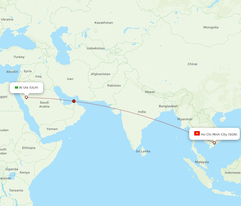 SGN to ULH flights and routes map