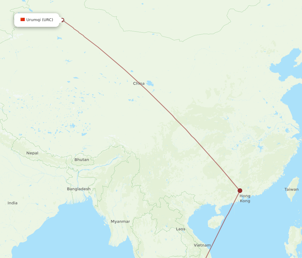 SGN-URC flight routes