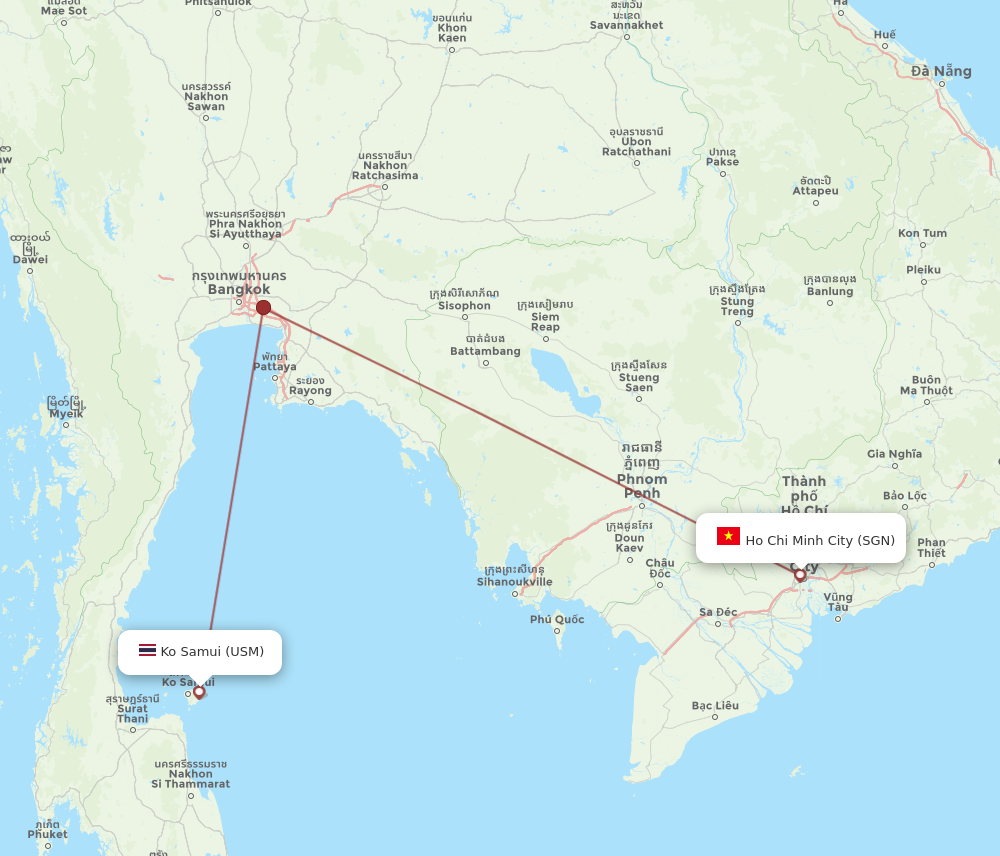 SGN to USM flights and routes map