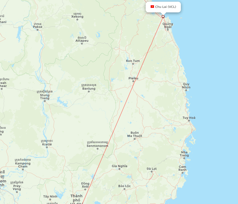 Ho Chi Minh City - Tamky-Chulai Airport route map and flight paths