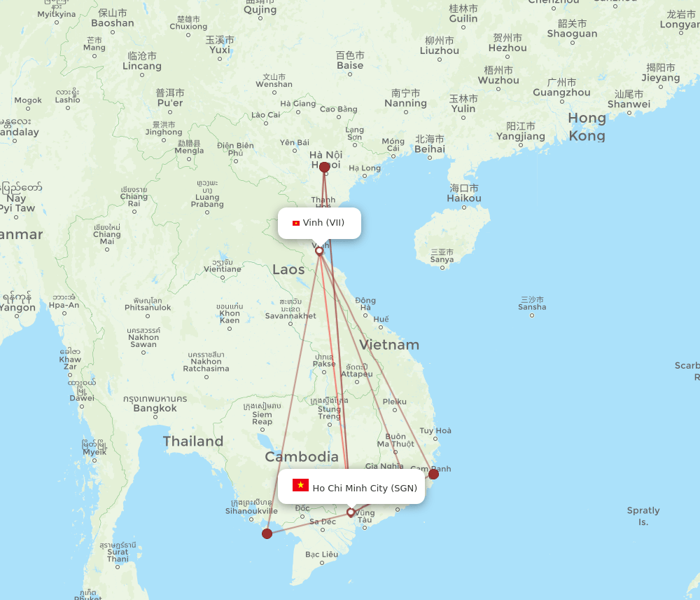 SGN to VII flights and routes map