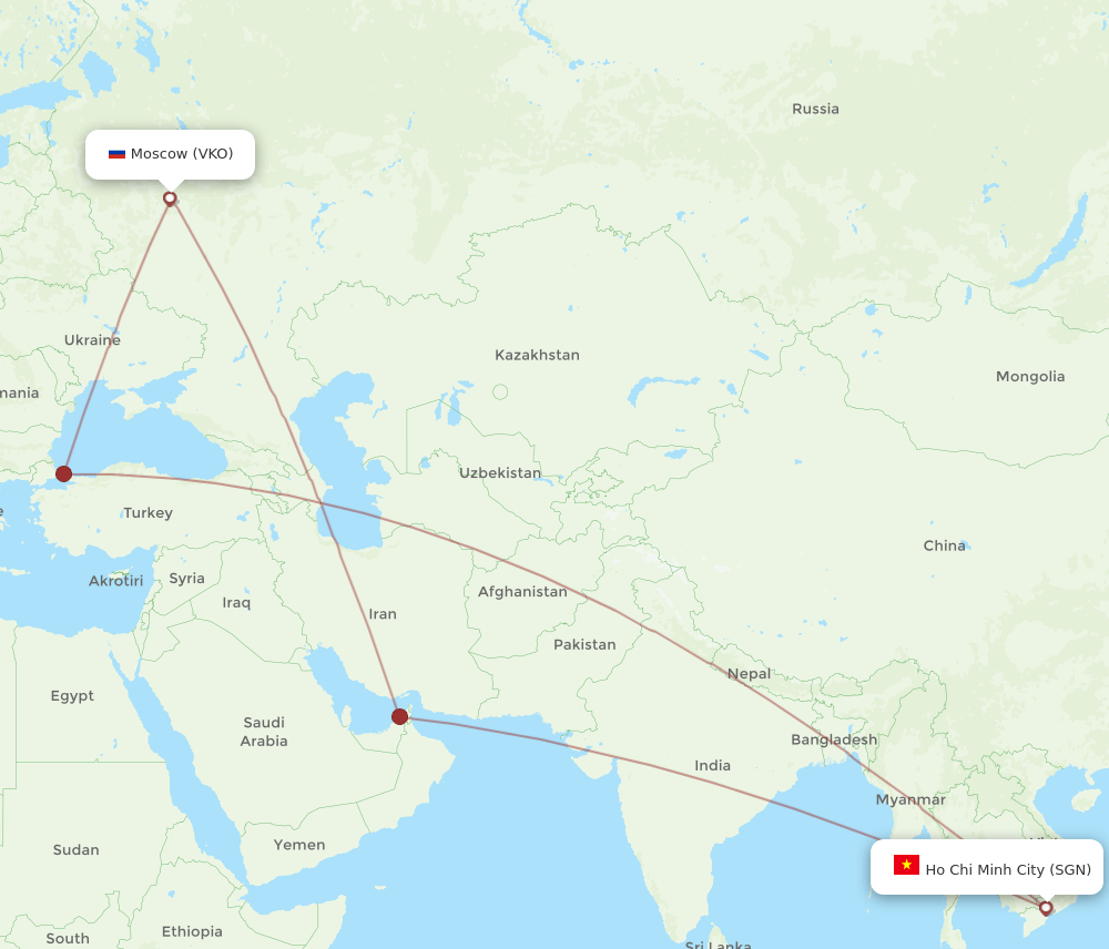 SGN-VKO flight routes
