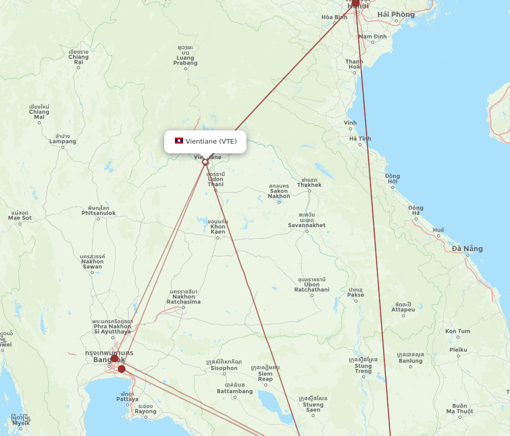 SGN to VTE flights and routes map