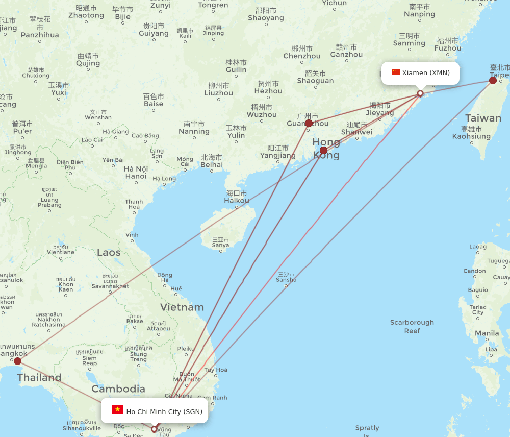 SGN-XMN flight routes