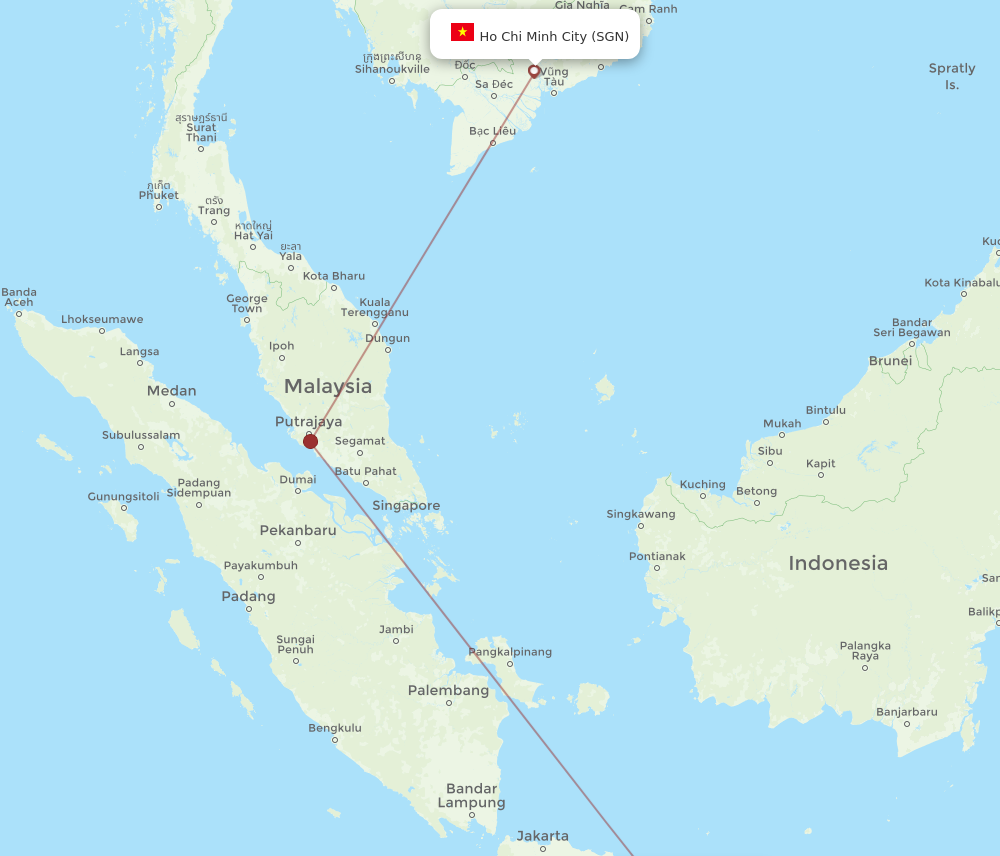 SGN to YIA flights and routes map